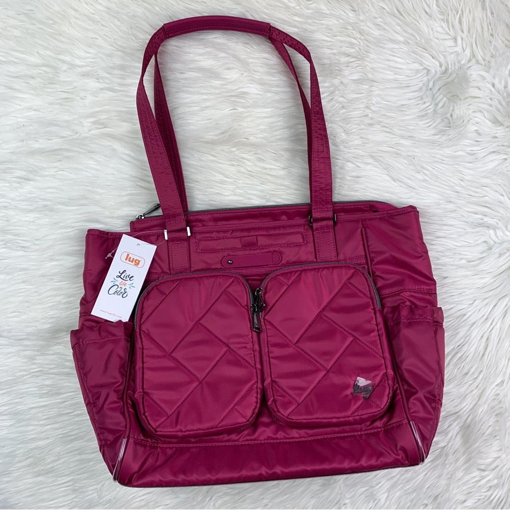 Lug Trotter Tote Bag Raspberry Pink NEW Travel Office Work School College